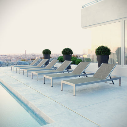Modway Furniture Shore Chaise Outdoor Patio Aluminum Set of 6 – EEI-2479-SLV-GRY-SET