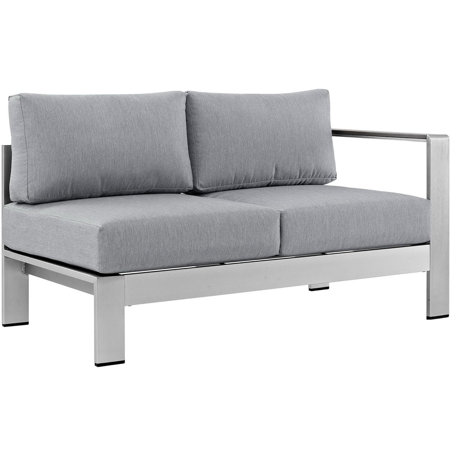 Modway Furniture Shore 6 Piece Outdoor Aluminum Sectional Sofa Set by Modway - EEI-2558-SLV-GRY