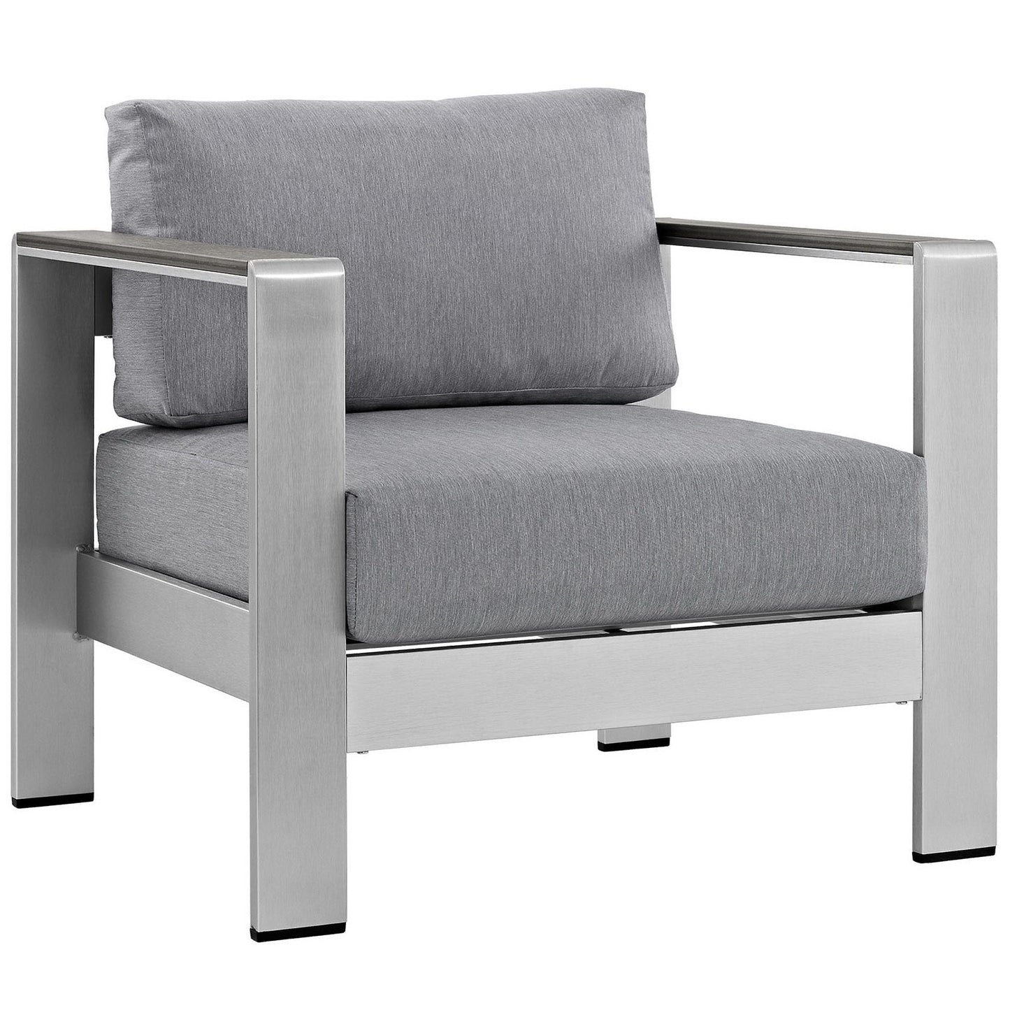 Modway Furniture Shore 6 Piece Outdoor Aluminum Sectional Sofa Set by Modway - EEI-2558-SLV-GRY