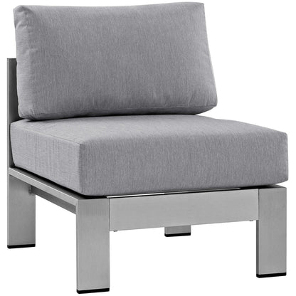 Modway Furniture Shore 6 Piece Outdoor Aluminum Sectional Sofa Set by Modway - EEI-2558-SLV-GRY