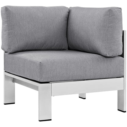 Modway Furniture Shore 6 Piece Outdoor Aluminum Sectional Sofa Set by Modway - EEI-2558-SLV-GRY