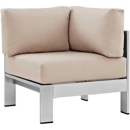 Modway Furniture Shore 5 Piece Outdoor Aluminum Sectional Sofa Set by Modway - EEI-2560-SLV-GRY