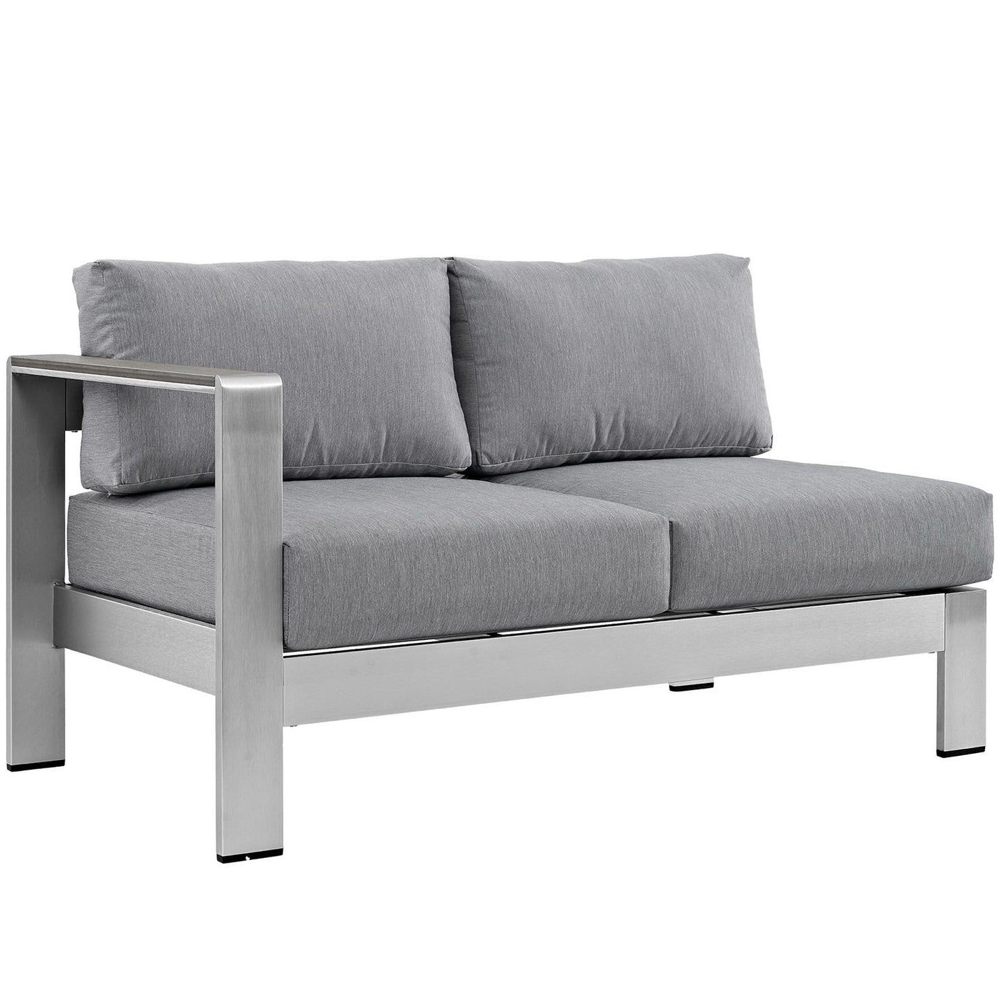 Modway Furniture Shore 5 Piece Outdoor Aluminum Sectional Sofa Set by Modway - EEI-2560-SLV-GRY