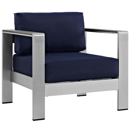 Modway Furniture Shore 5 Piece Outdoor Aluminum Sectional Sofa Set by Modway - EEI-2560-SLV-GRY