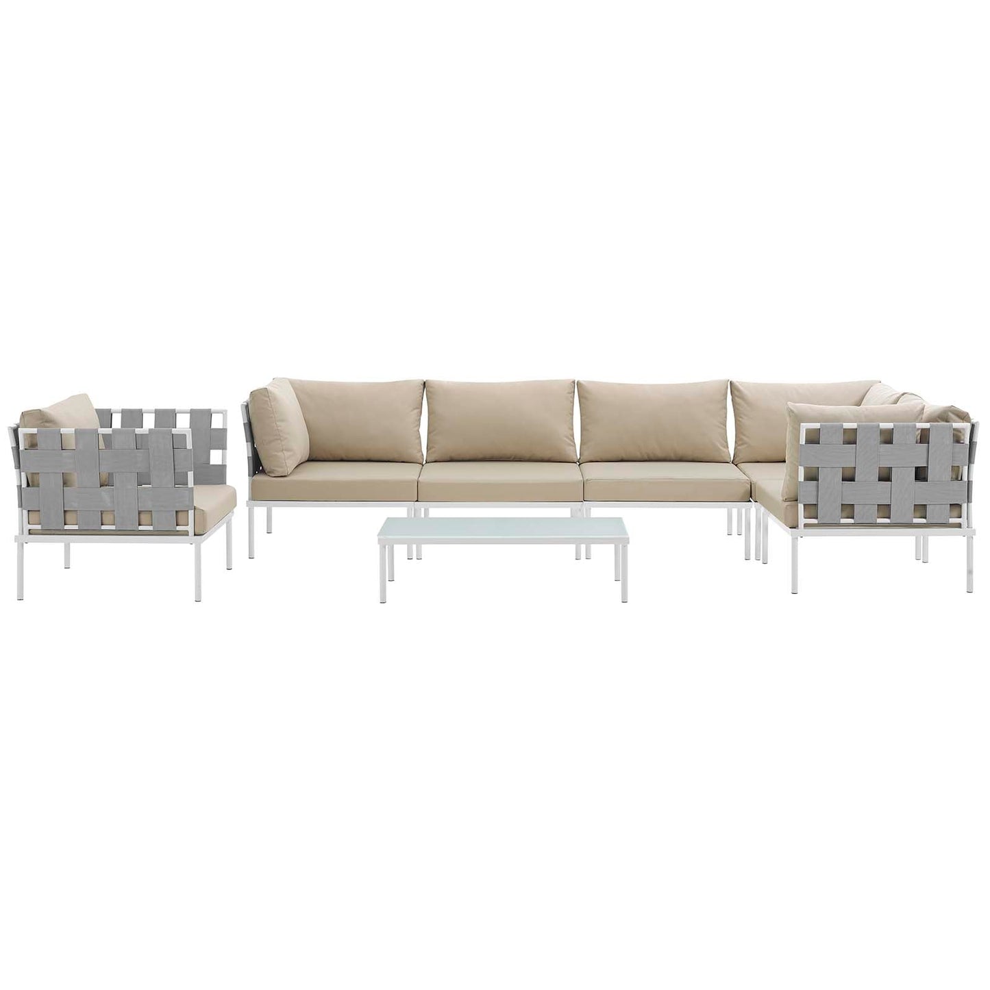 Modway Furniture Harmony 7 Piece Outdoor Patio Aluminum Sectional Sofa Set by Modway - EEI-2620-WHI-BEI-SET