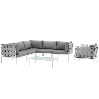 Modway Furniture Harmony 7 Piece Outdoor Patio Aluminum Sectional Sofa Set by Modway - EEI-2620-WHI-BEI-SET