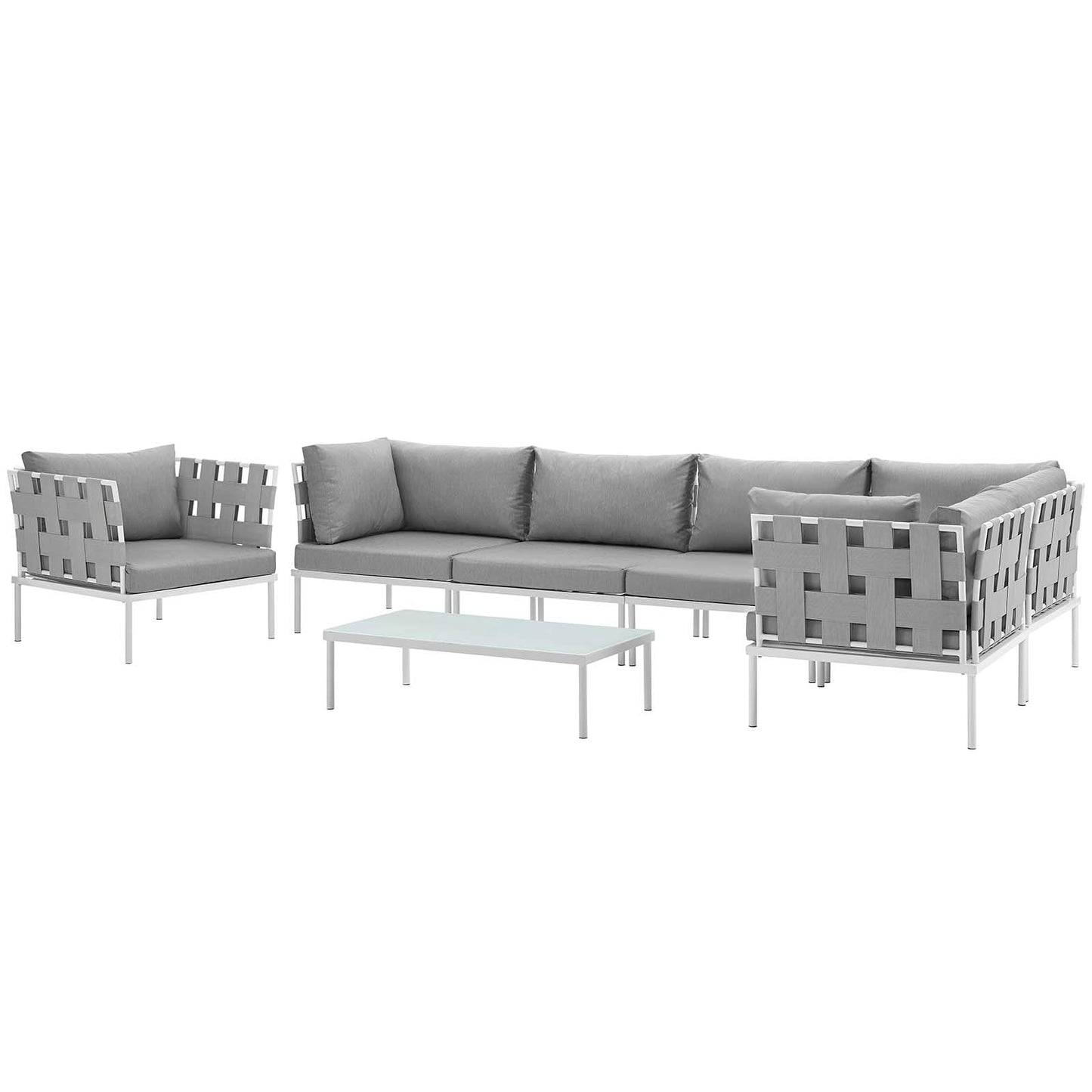 Modway Furniture Harmony 7 Piece Outdoor Patio Aluminum Sectional Sofa Set by Modway - EEI-2620-WHI-BEI-SET