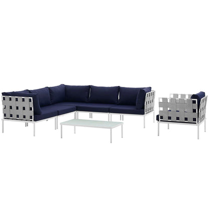 Modway Furniture Harmony 7 Piece Outdoor Patio Aluminum Sectional Sofa Set by Modway - EEI-2620-WHI-BEI-SET