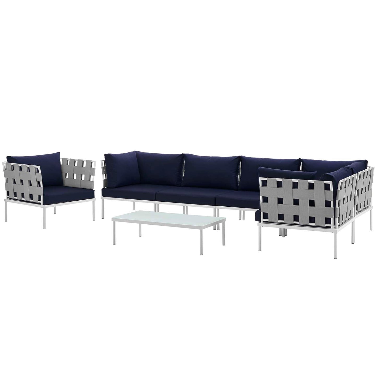 Modway Furniture Harmony 7 Piece Outdoor Patio Aluminum Sectional Sofa Set by Modway - EEI-2620-WHI-BEI-SET