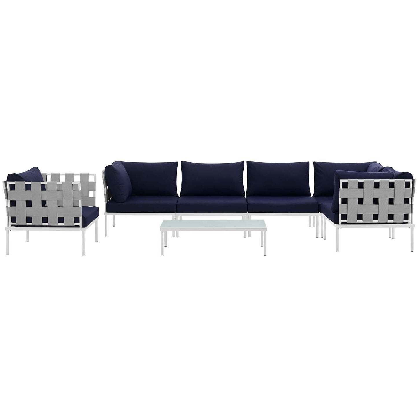 Modway Furniture Harmony 7 Piece Outdoor Patio Aluminum Sectional Sofa Set by Modway - EEI-2620-WHI-BEI-SET