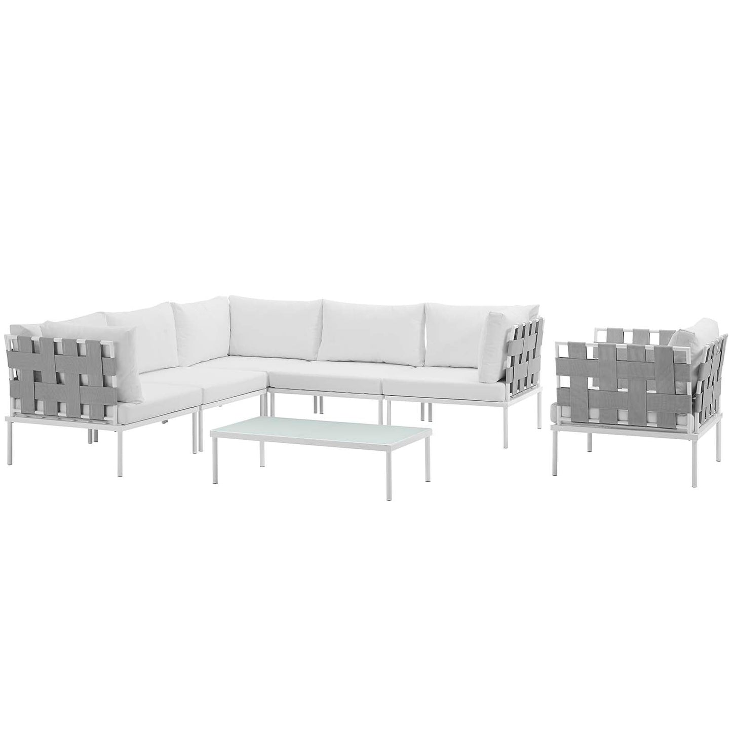 Modway Furniture Harmony 7 Piece Outdoor Patio Aluminum Sectional Sofa Set by Modway - EEI-2620-WHI-BEI-SET