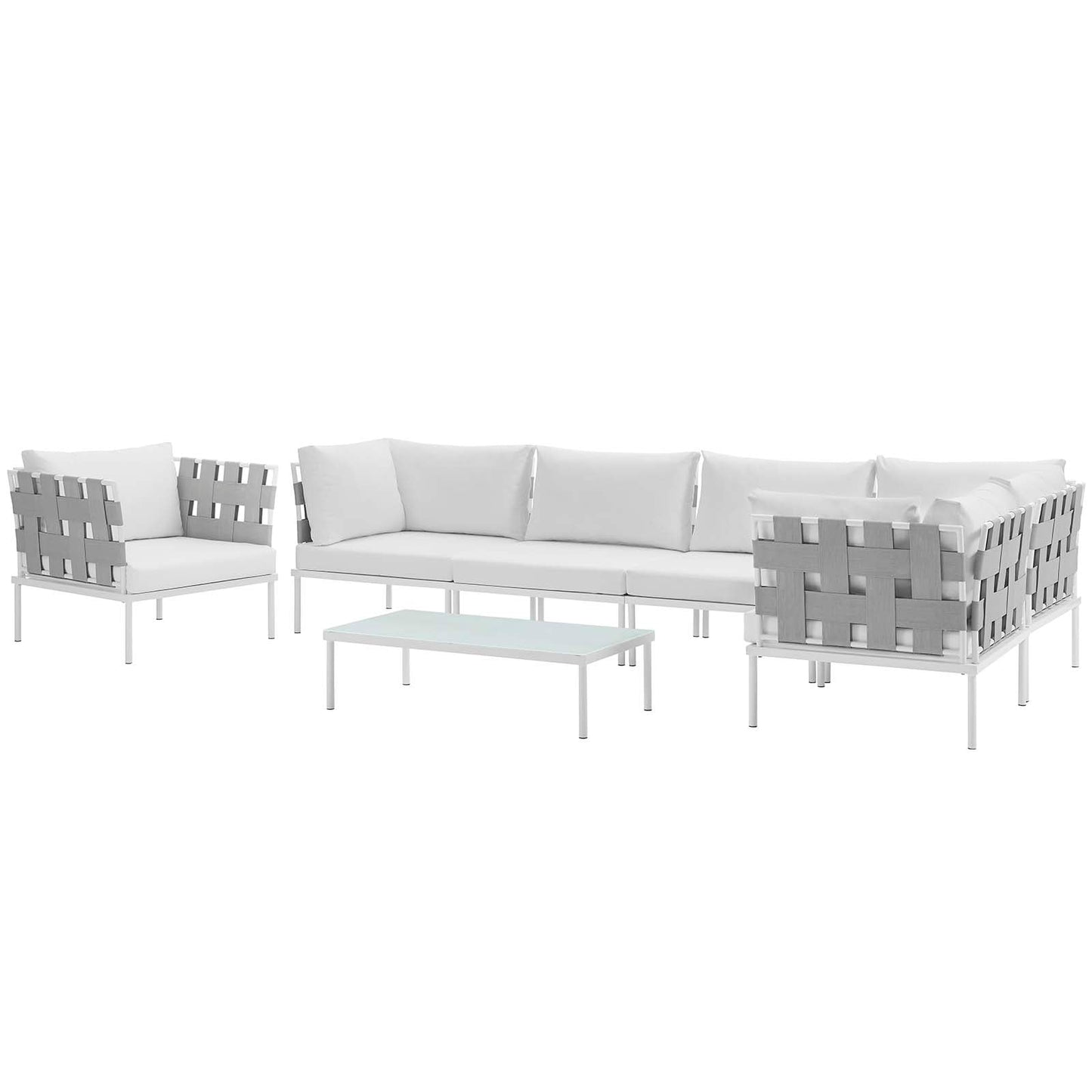 Modway Furniture Harmony 7 Piece Outdoor Patio Aluminum Sectional Sofa Set by Modway - EEI-2620-WHI-BEI-SET