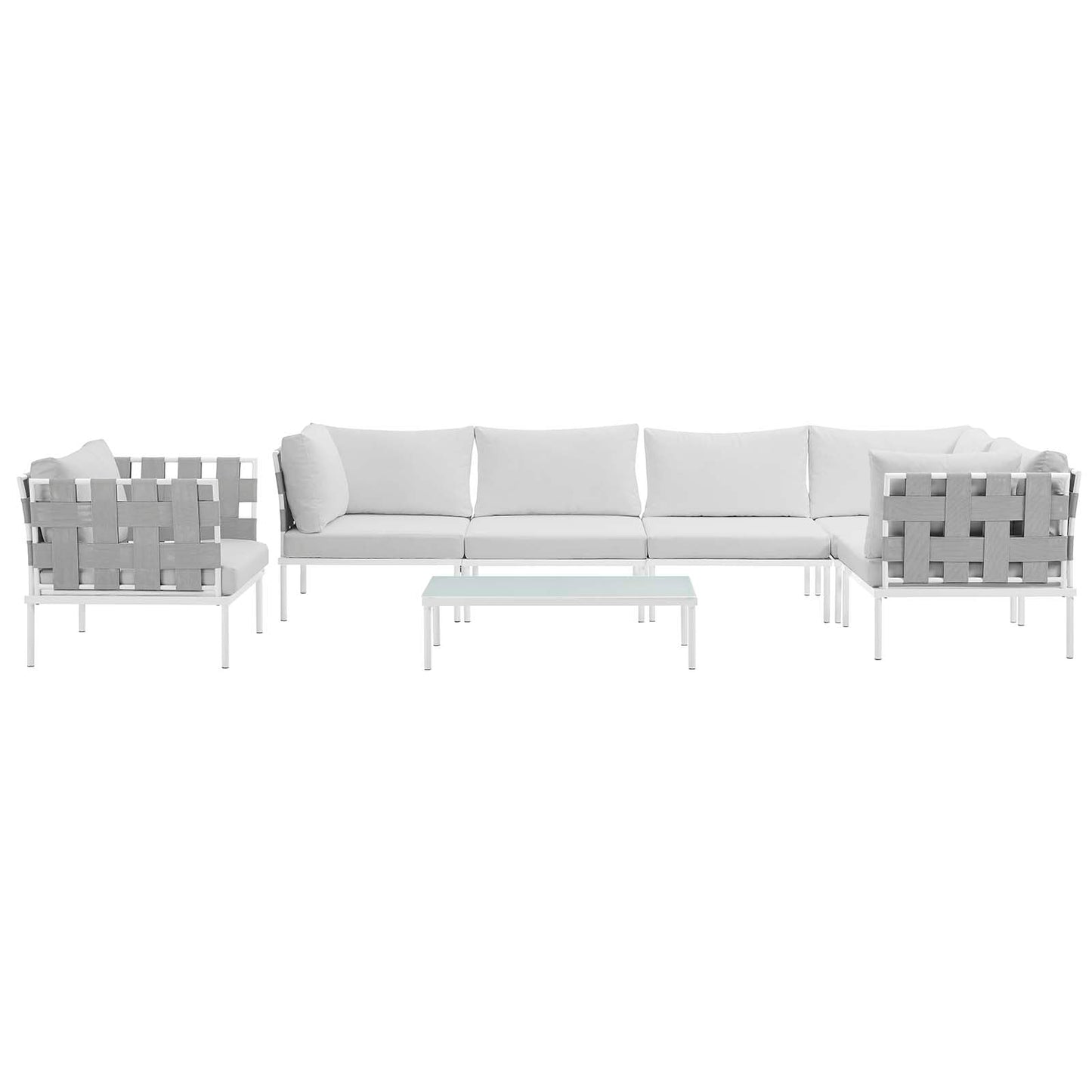 Modway Furniture Harmony 7 Piece Outdoor Patio Aluminum Sectional Sofa Set by Modway - EEI-2620-WHI-BEI-SET