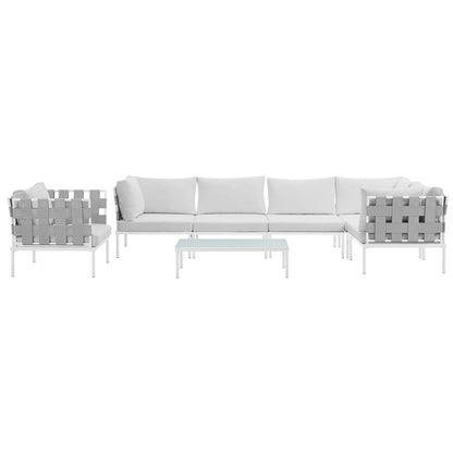 Modway Furniture Harmony 7 Piece Outdoor Patio Aluminum Sectional Sofa Set by Modway - EEI-2620-WHI-BEI-SET