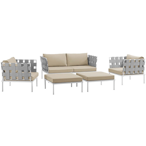 Modway Furniture Harmony 5 Piece Outdoor Patio Aluminum Sectional Sofa Set by Modway – EEI-2621