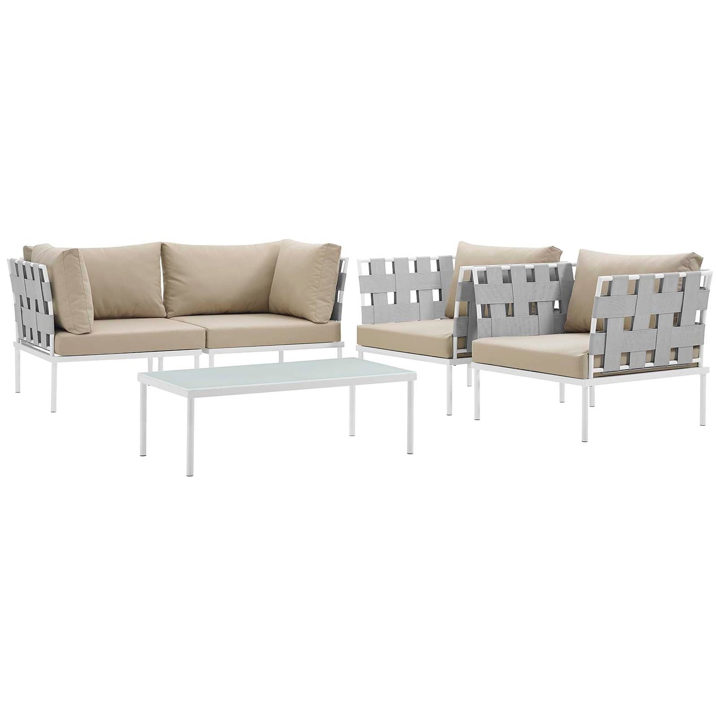 Modway Furniture Harmony 5  Piece Outdoor Patio Aluminum Sectional Sofa Set by Modway – EEI-2623