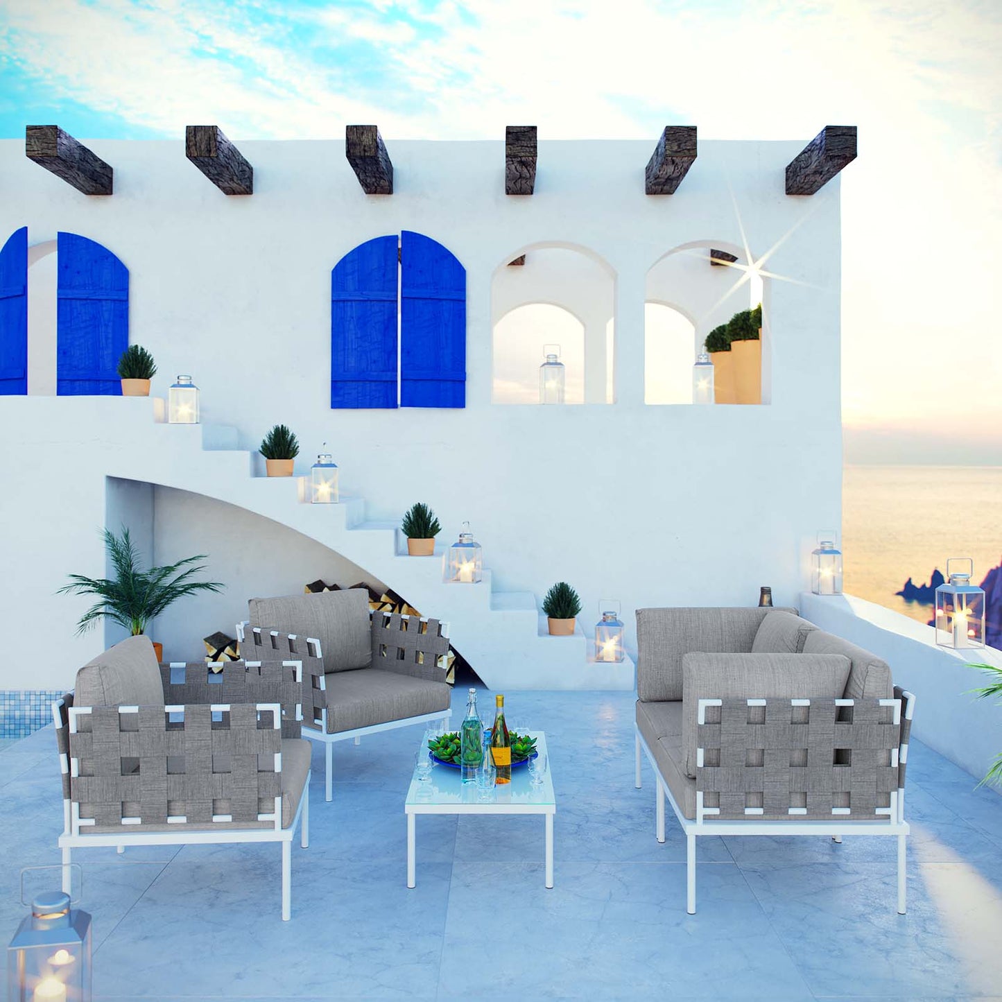 Modway Furniture Harmony 5  Piece Outdoor Patio Aluminum Sectional Sofa Set by Modway – EEI-2623