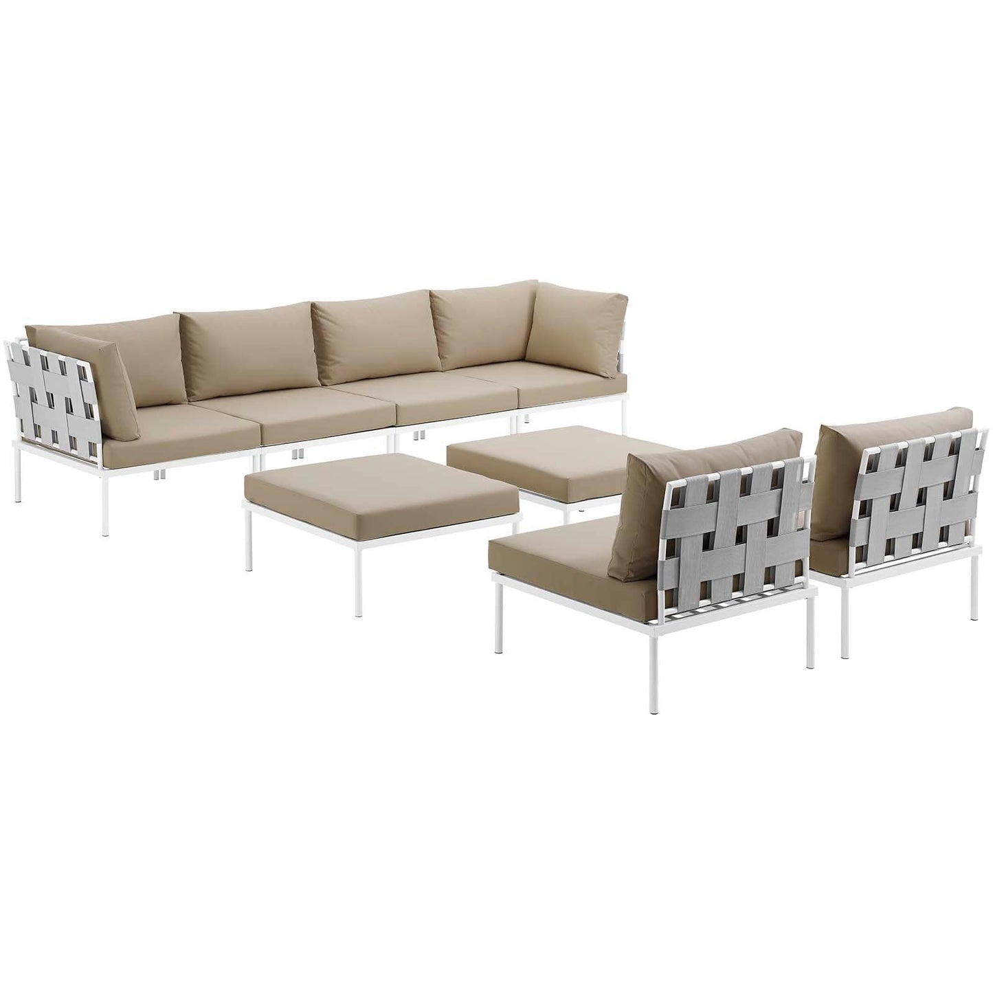 Modway Furniture Harmony 8 Piece Outdoor Patio Aluminum Sectional Sofa Set by Modway – EEI-2624