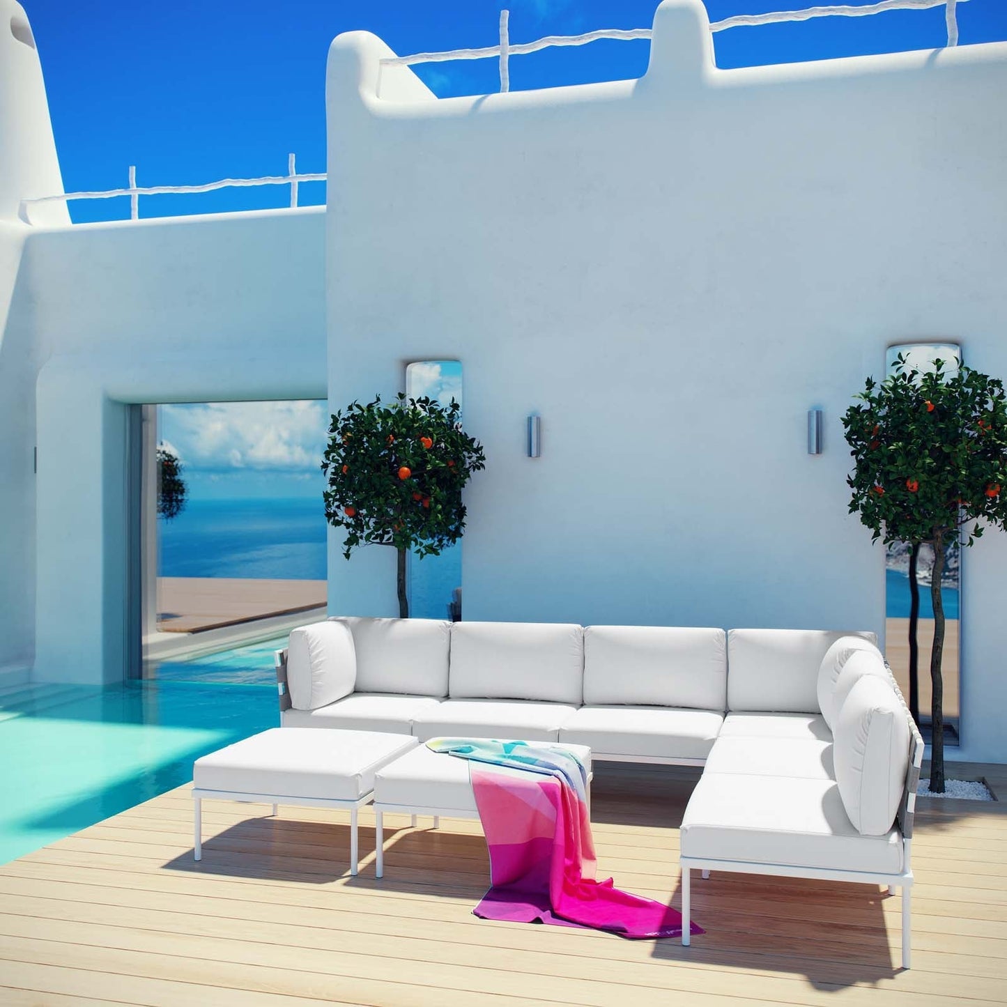 Modway Furniture Harmony 8 Piece Outdoor Patio Aluminum Sectional Sofa Set by Modway – EEI-2624