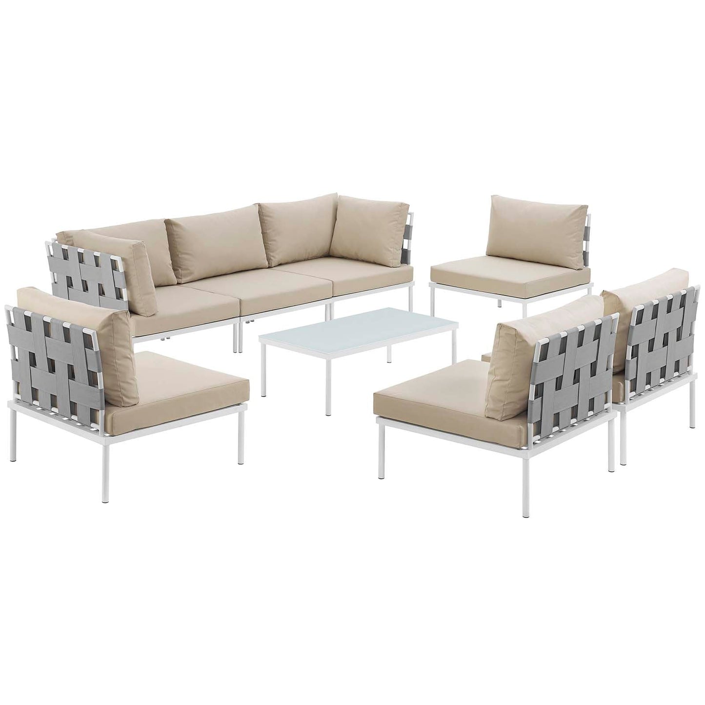 Modway Furniture Harmony 8 Piece Outdoor Patio Aluminum Sectional Sofa Set by Modway – EEI-2625