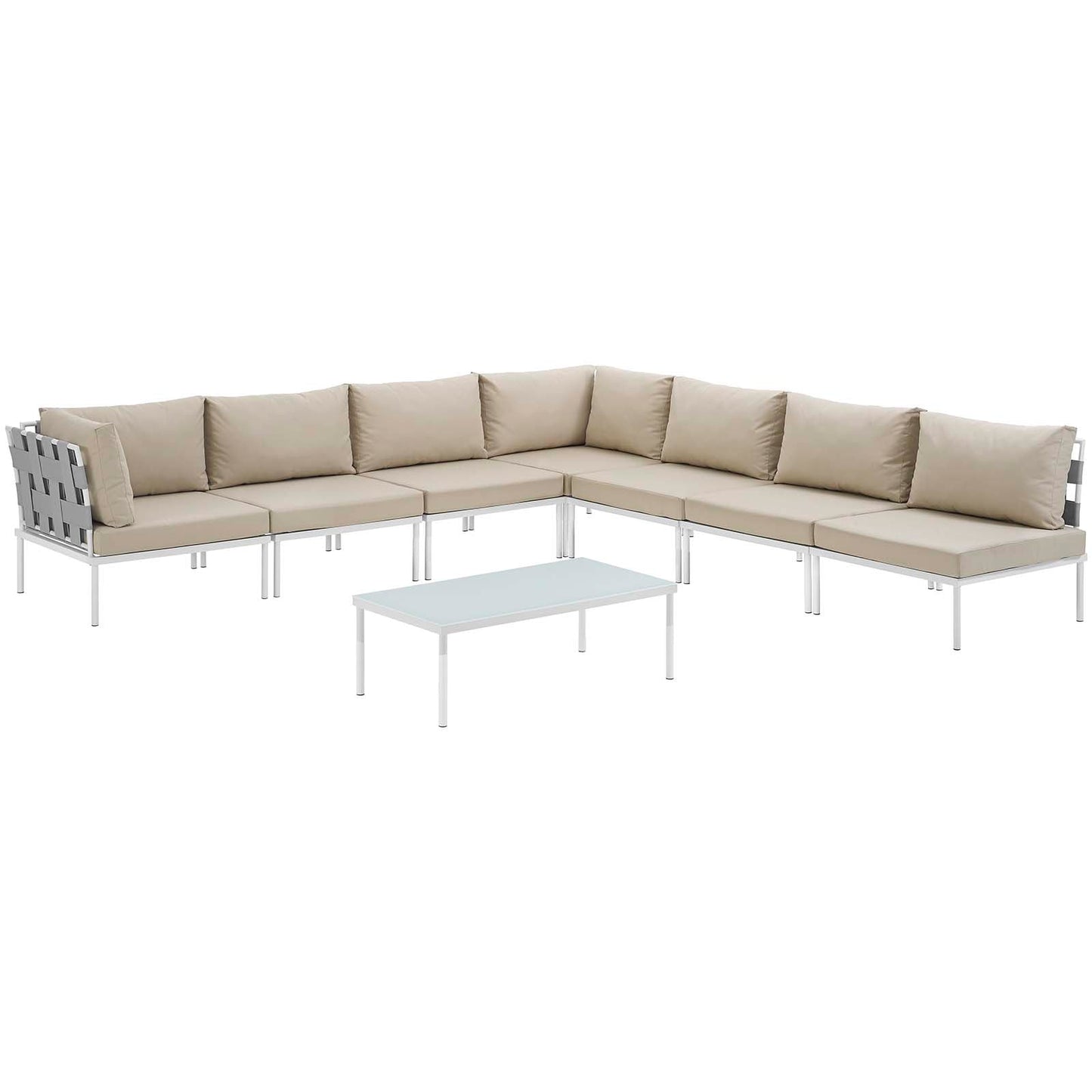 Modway Furniture Harmony 8 Piece Outdoor Patio Aluminum Sectional Sofa Set by Modway – EEI-2625