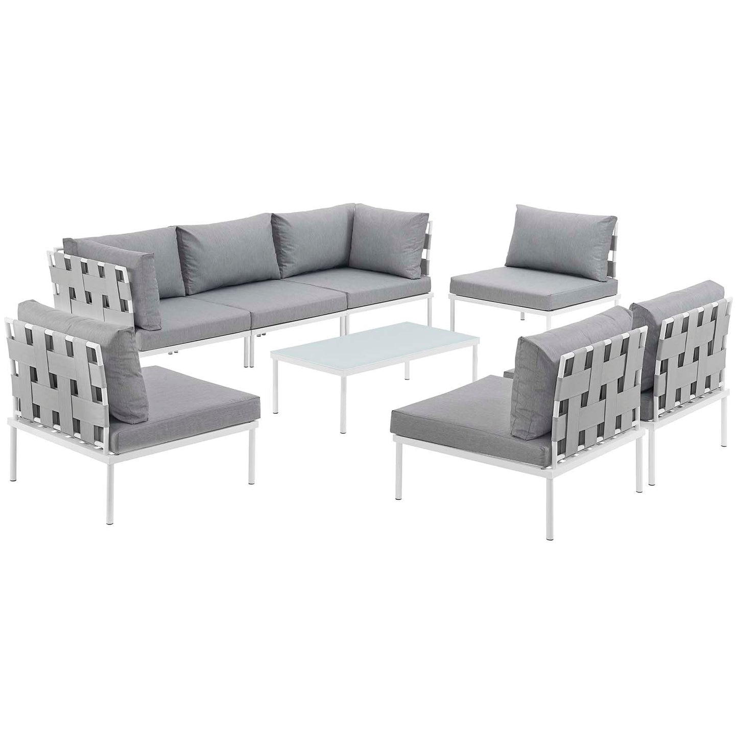 Modway Furniture Harmony 8 Piece Outdoor Patio Aluminum Sectional Sofa Set by Modway – EEI-2625