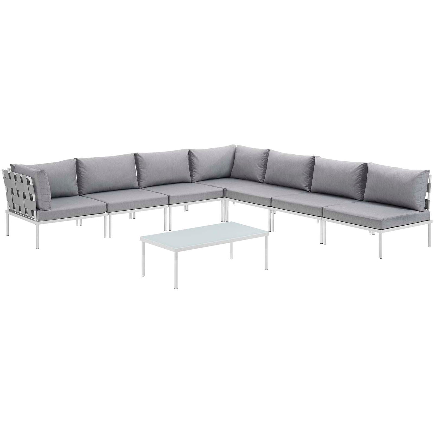 Modway Furniture Harmony 8 Piece Outdoor Patio Aluminum Sectional Sofa Set by Modway – EEI-2625