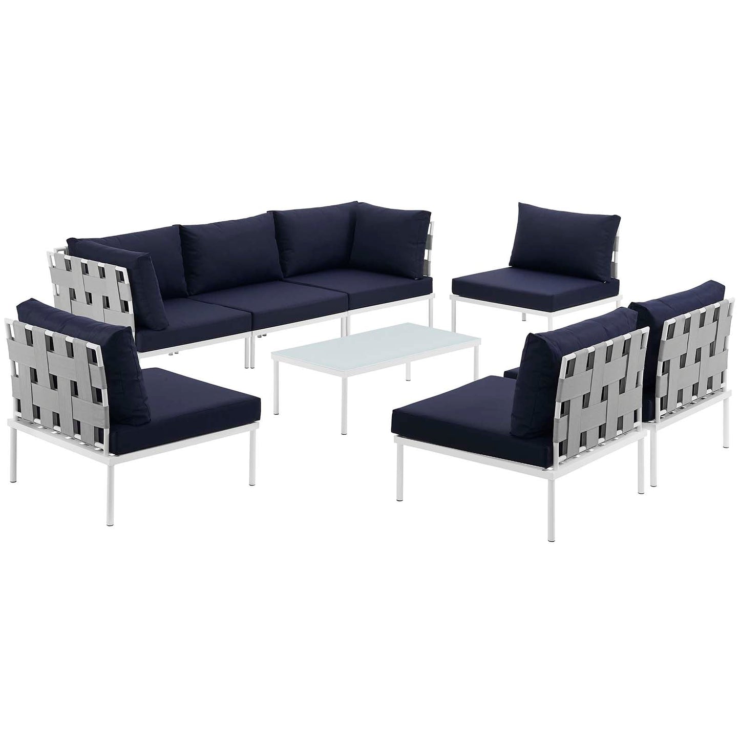 Modway Furniture Harmony 8 Piece Outdoor Patio Aluminum Sectional Sofa Set by Modway – EEI-2625