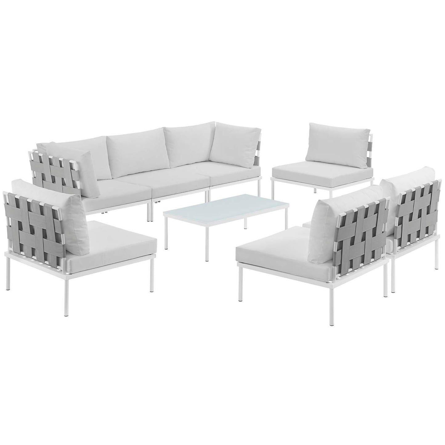Modway Furniture Harmony 8 Piece Outdoor Patio Aluminum Sectional Sofa Set by Modway – EEI-2625