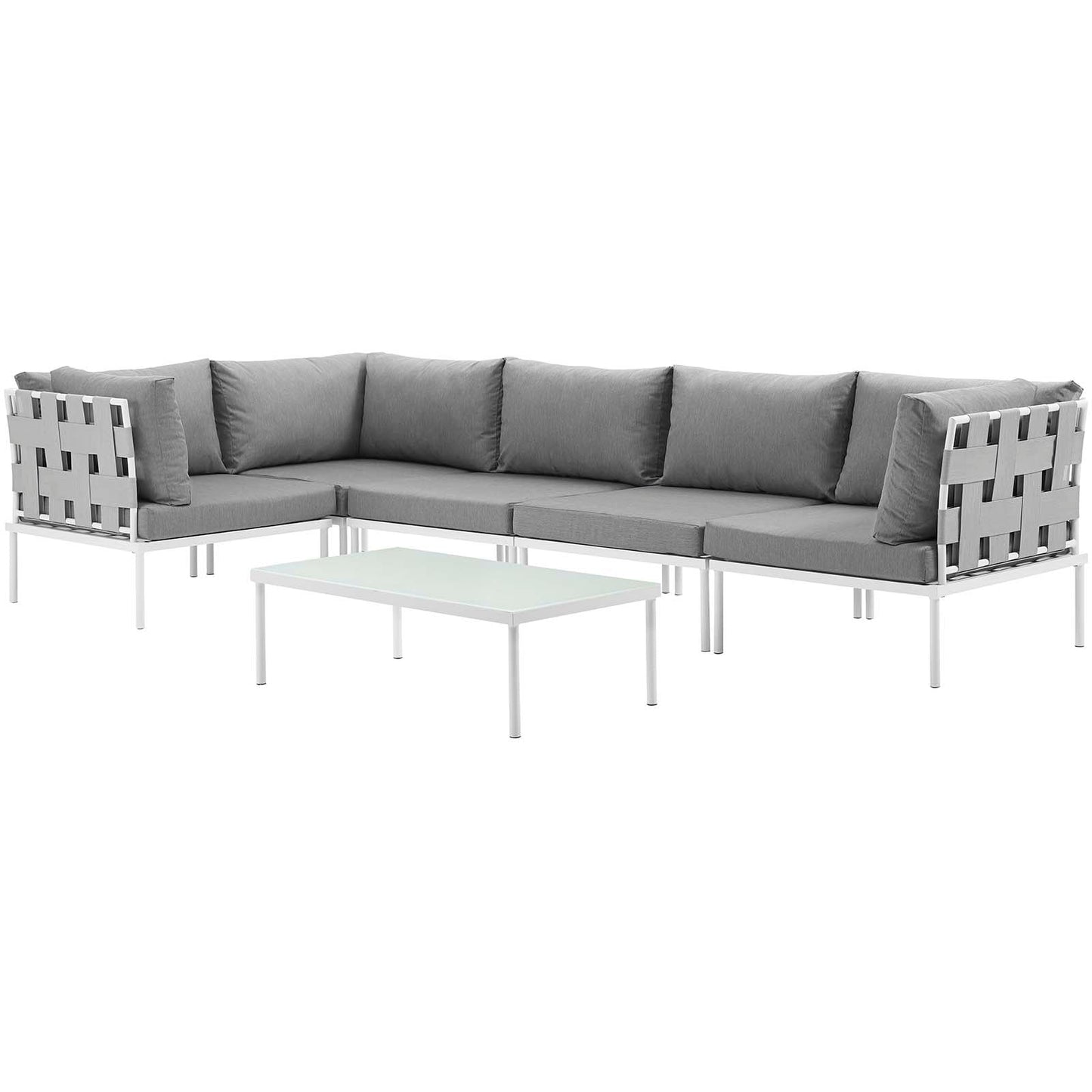 Modway Furniture Harmony 6 Piece Outdoor Patio Aluminum Sectional Sofa Set by Modway - EEI-2627-WHI-BEI-SET