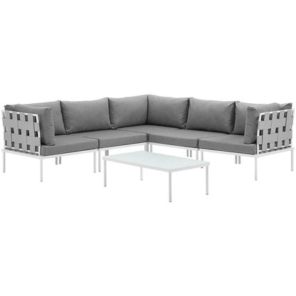 Modway Furniture Harmony 6 Piece Outdoor Patio Aluminum Sectional Sofa Set by Modway - EEI-2627-WHI-BEI-SET
