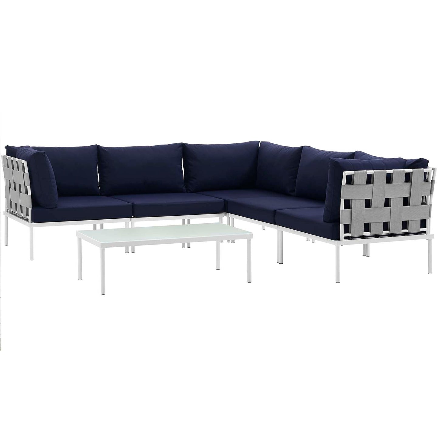 Modway Furniture Harmony 6 Piece Outdoor Patio Aluminum Sectional Sofa Set by Modway - EEI-2627-WHI-BEI-SET