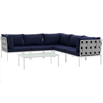 Modway Furniture Harmony 6 Piece Outdoor Patio Aluminum Sectional Sofa Set by Modway - EEI-2627-WHI-BEI-SET