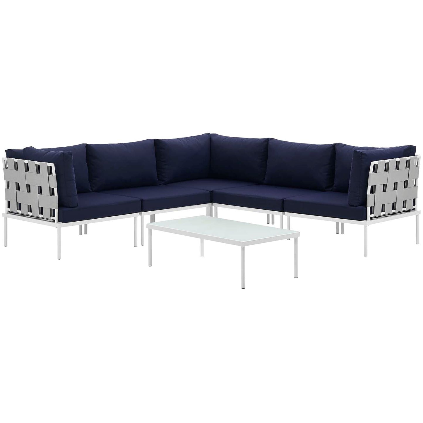 Modway Furniture Harmony 6 Piece Outdoor Patio Aluminum Sectional Sofa Set by Modway - EEI-2627-WHI-BEI-SET
