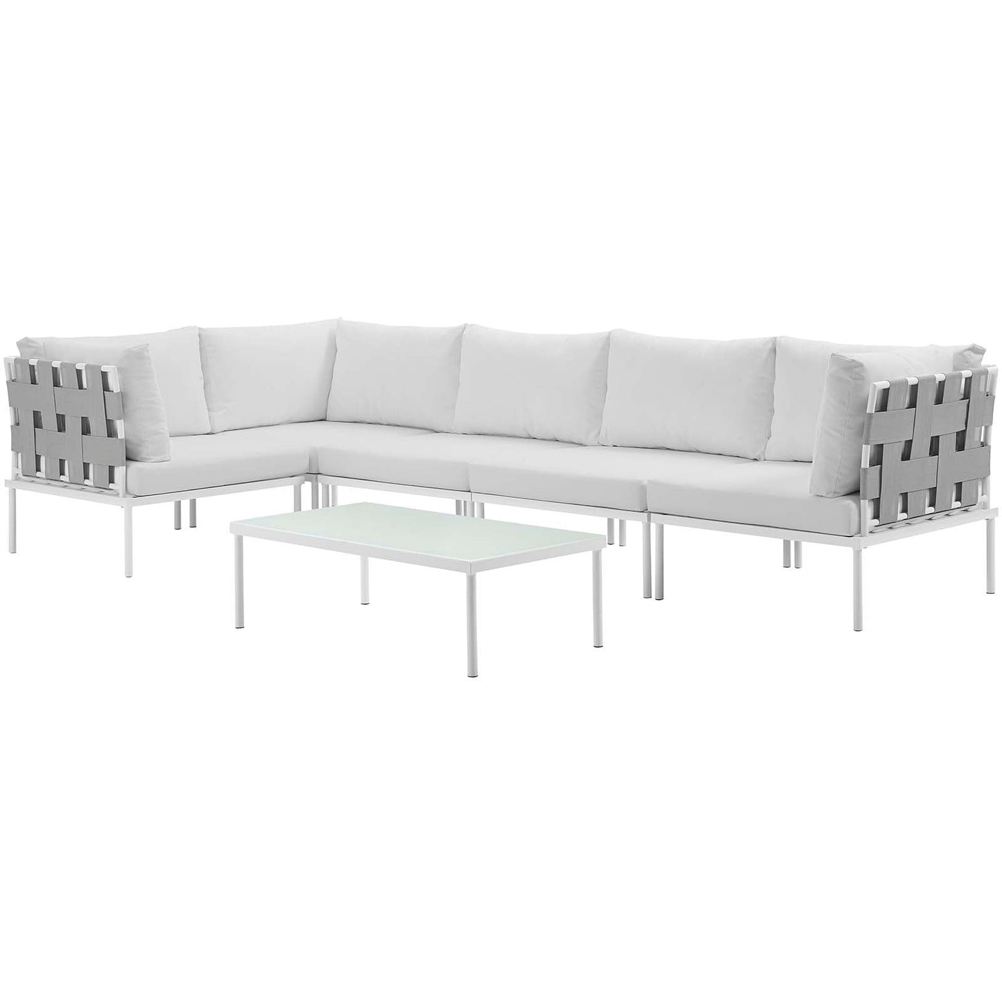 Modway Furniture Harmony 6 Piece Outdoor Patio Aluminum Sectional Sofa Set by Modway - EEI-2627-WHI-BEI-SET
