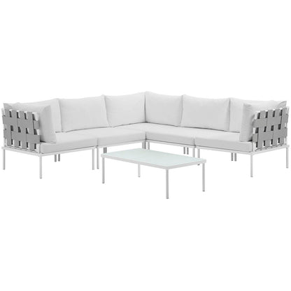 Modway Furniture Harmony 6 Piece Outdoor Patio Aluminum Sectional Sofa Set by Modway - EEI-2627-WHI-BEI-SET