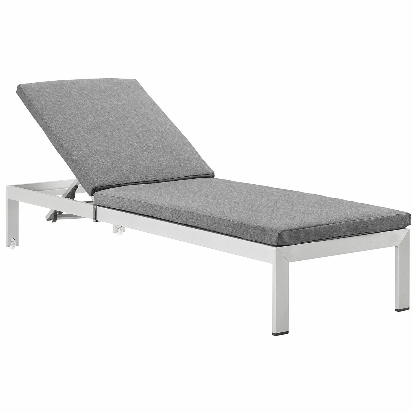 Modway Furniture Shore Outdoor Patio Aluminum Chaise with Cushions - EEI-2660-SLV-TRQ