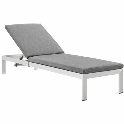 Modway Furniture Shore Outdoor Patio Aluminum Chaise with Cushions - EEI-2660-SLV-TRQ