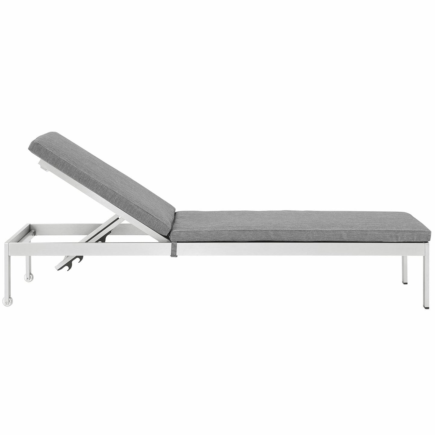 Modway Furniture Shore Outdoor Patio Aluminum Chaise with Cushions - EEI-2660-SLV-TRQ