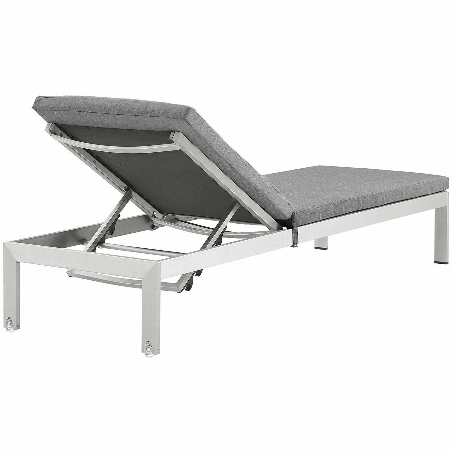 Modway Furniture Shore Outdoor Patio Aluminum Chaise with Cushions - EEI-2660-SLV-TRQ