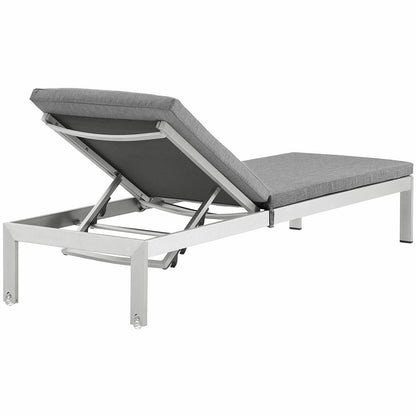 Modway Furniture Shore Outdoor Patio Aluminum Chaise with Cushions - EEI-2660-SLV-TRQ