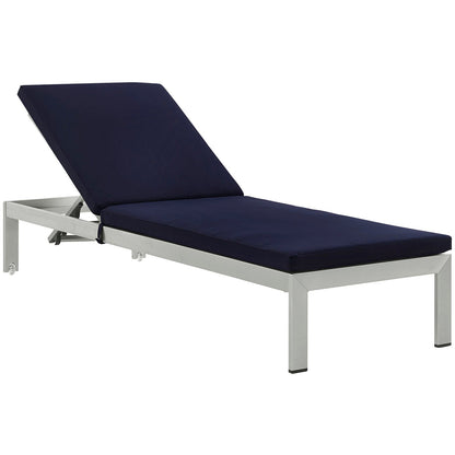Modway Furniture Shore Outdoor Patio Aluminum Chaise with Cushions - EEI-2660-SLV-TRQ