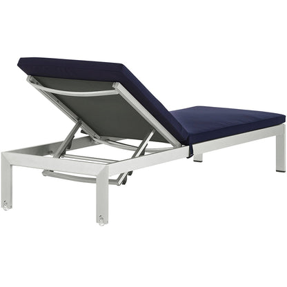 Modway Furniture Shore Outdoor Patio Aluminum Chaise with Cushions - EEI-2660-SLV-TRQ