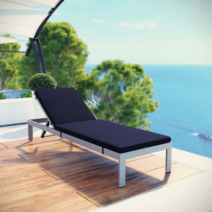 Modway Furniture Shore Outdoor Patio Aluminum Chaise with Cushions - EEI-2660-SLV-TRQ