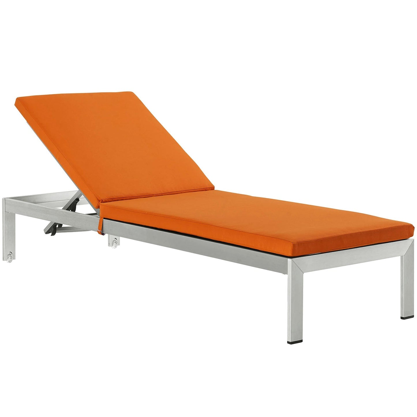 Modway Furniture Shore Outdoor Patio Aluminum Chaise with Cushions - EEI-2660-SLV-TRQ