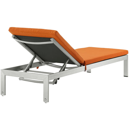 Modway Furniture Shore Outdoor Patio Aluminum Chaise with Cushions - EEI-2660-SLV-TRQ