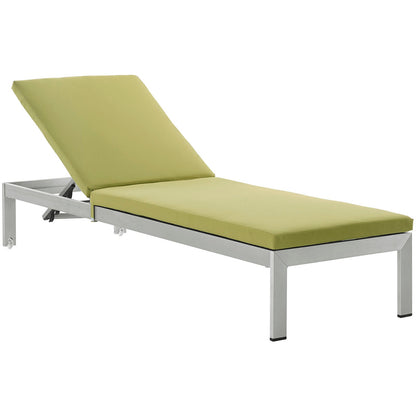 Modway Furniture Shore Outdoor Patio Aluminum Chaise with Cushions - EEI-2660-SLV-TRQ