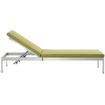 Modway Furniture Shore Outdoor Patio Aluminum Chaise with Cushions - EEI-2660-SLV-TRQ