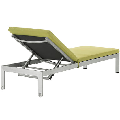 Modway Furniture Shore Outdoor Patio Aluminum Chaise with Cushions - EEI-2660-SLV-TRQ