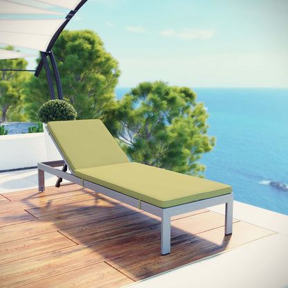Modway Furniture Shore Outdoor Patio Aluminum Chaise with Cushions - EEI-2660-SLV-TRQ